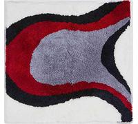 Grund Alfombra de Baño de Diseño COLANI, Ultra Suave y Absorbente, Antideslizante, 5 Años de Garantía, Colani 11, Pequeña Alfombra 60x60 cm, Blanco Rojo