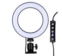 Grundig Anillo de luz con Clip - Selfie Light RGB y luz Blanca - Diámetro: 16 cm - Cuello Flexible - 48 Leds