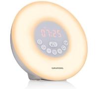 Grundig Despertador con luz Diurna - Radio Despertador - Altavoz Bluetooth - AUX y USB - Sonidos Naturales - Blanco