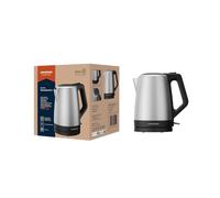 Grundig Hervidor eléctrico WK 4420 L, 2.200 W de potencia, 1,7 L, bobinado de cable, apagado automático, elemento calefactor oculto de acero inoxidable, para diestros y zurdos, acero inoxidable