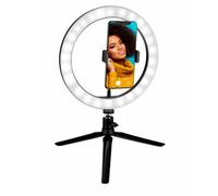 Grundig Lámpara Anular con Trípode - Ringlight 25cm - Lámpara Anular Tiktok con 120 LED - 3 Modos de iluminación - Cable USB - con Soporte para teléfono
