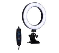 Grundig Lámpara de Anillo Ø15,6cm - Luz de Anillo con Abrazadera de Mesa - Selfie Ring Light con 48 LED, 3 Modos de luz y 10 Niveles de Brillo - Fuente de alimentación por USB - Cuello Flexible