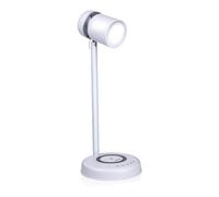 Grundig Lámpara de escritorio LED 3 en 1 – Qi, altavoz Bluetooth, 4 patas – Blanco