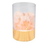 Grundig - Lámpara de mesa con piedras de sal, luz LED blanca cálida, diseño interior, efecto madera, diámetro 9 x 14 cm, funciona con pilas, pilas no incluidas