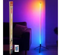 Grundig Lámpara de pie LED de 120 cm, lámpara de pie RGB con control remoto, luz desnuda para sala de estar y dormitorio, alimentada por USB, con 4 modos de iluminación y 60 LED, para juegos