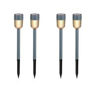 Grundig - Lámpara solar exterior (4 piezas, luz solar para jardín, color blanco cálido, iluminación exterior solar IP44, lámpara solar de jardín con batería recargable)