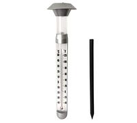 Grundig Lámpara solar y termómetro, diámetro de 12,5 x 97 cm, iluminación LED para jardín con funcionamiento solar, estaca