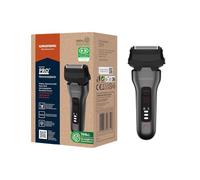 GRUNDIG MS 8330 - Maquinilla de afeitar para hombre, 60 min de funcionamiento, cortapelos largo plegable, sistema de corte de 3 vías, carcasa de 74% plástico reciclado, uso mundial, cromo mate