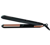 GRUNDIG Naturashine HS 7030 - Plancha de pelo (6 niveles, 130 °C a 230 °C, función iónica, placas de cerámica móviles, modo protector de cabello, color negro y oro rosa)