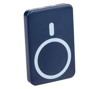 Grundig Power Bank 5000 mAh - Power Bank iPhone Compatible con MagSafe - Cargador con 5 W inalámbrico y USB-C - Powerbank con indicador LED - Azul