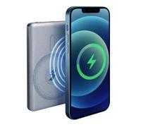 Grundig Powerbank Inalámbrica 5000mAh - Power Bank 15W Compatible con Carga inalámbrica MagSafe - con conexión USB-C para Cargar 2 Dispositivos - 10,4 x 6,7 x 0,85 cm