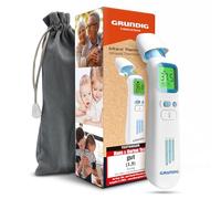 GRUNDIG Termómetro de fiebre ganador de la prueba - sin costes de seguimiento - Termómetro para bebés, niños y adultos, alta precisión, sin contacto y fiebre digital en la frente de la oreja y objetos