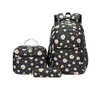 Grundschulranzen,Grundschule Schultasche Set,Rucksack Set Mit Blumenmuster | Für Schüler Jugendliche Kinder Mädchen Alltag Freizeit Und Reisen, Negro , Se référer au descriptif, Consulte la