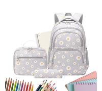 Grundschulranzen,Grundschule Schultasche Set,Rucksack Set Mit Blumenmuster | Für Schüler Jugendliche Kinder Mädchen Alltag Freizeit Und Reisen, Gris, Se référer au descriptif, Consulte la descripción