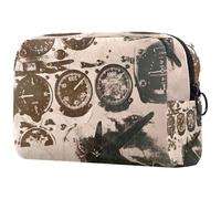 Grunge - Bolsa de cosméticos con hélice de avión y esfera para mujer, bolsa organizadora de maquillaje grande con cremallera, multicolor, 18.5x7.5x13cm/7.3x3x5.1in, Neceser