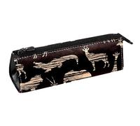 Grunge Horizontal Sombreado Animales Africanos Pen Bag Papelería Bolsa Lápiz Bolsa Cosméticos Bolsa Compacta Cremallera, multicolor, 5.5 ×6 ×20CM/2.2x2.4x7.9 in, Organizador de bolsas
