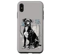 Grunge Lab Pit Mix Dog Art Design en Estilo monocromático Carcasa para iPhone XS MAX