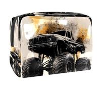 Grunge - Neceser de viaje para mujer, diseño de coche monstruoso negro, bolsa organizadora de maquillaje con cremallera, multicolor, 18.5x7.5x13cm/7.3x3x5.1in, Neceser