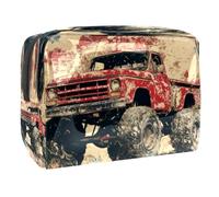 Grunge - Neceser grande de PVC para mujer, diseño de coche monstruoso rojo con cremallera, multicolor, 18.5x7.5x13cm/7.3x3x5.1in, Neceser