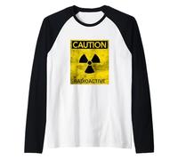 Grunge Precaución Radioactivo Peligro Nuclear Advertencia Símbolo Camiseta Manga Raglan