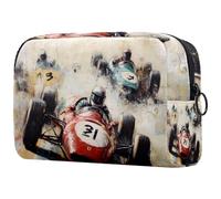 Grunge Racing Cars - Bolsa de cosméticos para mujer, neceser de viaje, bolsa organizadora grande con cremallera, multicolor, 18.5x7.5x13cm/7.3x3x5.1in, Neceser