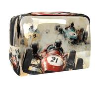 Grunge Racing Cars - Neceser para mujer, neceser de viaje, de PVC, organizador de maquillaje con cremallera, multicolor, 18.5x7.5x13cm/7.3x3x5.1in, Neceser