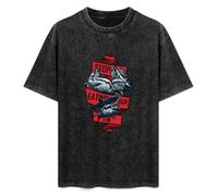Grunge Sharks Eating Mens Unisex T-Shirt Graphic Print Top Black tee L