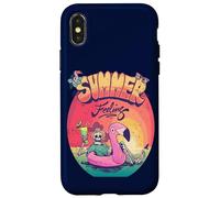 Grunge Summer Vibes Skeleton Flamingo Inflatable E Girl Carcasa para iPhone X/XS