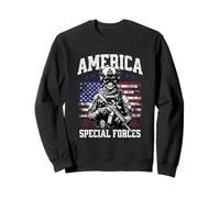 Grunge US Flag Army Skeleton Military Special Forces Sudadera