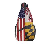 Grunge USA Maryland Flag Sling Backpack Crossbody Chest Bag Daypack para Viajes de Senderismo