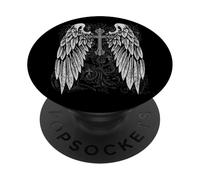 Grunge Wings Angel On Back Cross y2k 2000s Goth EMO Harajuku PopSockets PopGrip Adhesivo