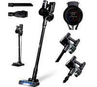 Grunkel - Aspiradora sin Cable Vertical ASP-27KPA, 350W, Potencia de Succión 28KPA, Motor BLDC, Filtro HEPA Lavable, Autonomía 45 Minutos, Panel Táctil, Depósito de 0,8L, Batería 25,9V, Base Carga