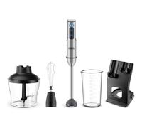 Grunkel - Batidora de Mano potente de 2000W Acero Inoxidable, Vaso incluido y opción set accesorios con Varilla, Picadora y Soporte. Encaje Metalico y Base de Silicona (2000 W y Accesorios)