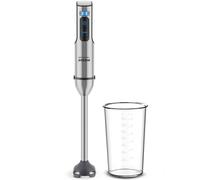 Grunkel - Batidora de Mano potente de 2000W Acero Inoxidable, Vaso incluido y opción set accesorios con Varilla, Picadora y Soporte. Encaje Metalico y Base de Silicona (2000 W y Vaso)