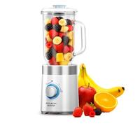 Grunkel - Batidora de vaso 1L y 500W pequeña y portátil - BT-PRACTICA 500 - Velocidad regulable con 4 cuchillas de acero inoxidable, función PULSE, 2 velocidades. Fácil limpieza - Blanco