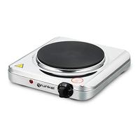 Grunkel - EHP-118 - Hornillo Eléctrico de 18,5cm de Placa. Cocina Eléctrica portátil ideal para Caravanas, Camping o Cocinas Pequeñas - 1500W - Metal forjado - Blanco (1 Inox 1500W)