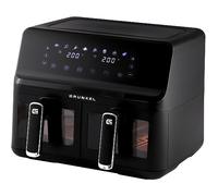 Grunkel - Freidora aire - Air Fryer - 8 programas y 2700W potencia DUAL TASTY FRYER. Panel digital Multifunción y ventanal retroiluminada. Temporizador 60 minutos (2x4L, Doble)