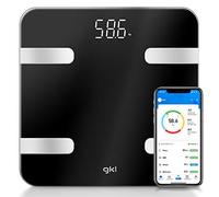 Grunkel GKL FITBLUE300 WHITE/BLACK - Báscula numérica de alta precisión, aplicación móvil gratuita, 12 parámetros, 8 usuarios diferentes y apagado automático - Blanco/Negro (Blanco) (Negro)