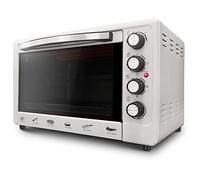 Grunkel - Horno eléctrico multifunción de sobremesa de 48L - HR-48SILVERRUSTI Con 3 funciones de calor y selector de temperatura hasta 230ºC. Incluye rustidora y temporizador hasta 60 min - Plateado