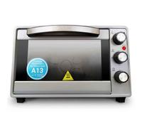 Grunkel - HR-23 - Horno eléctrico multifunción de sobremesa de 23l con 3 funciones de calor y selector de temperatura hasta 230ºC. Temporizador hasta 60 min - 1600W (Gris Plata)