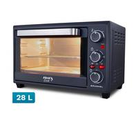 Grunkel Horno eléctrico multifunción de sobremesa de 28l con 3 funciones de calor y selector de temperatura hasta 230ºC. Temporizador hasta 60 min - 1600W