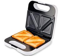 Grunkel - Sandwichera con Grill para 2 sandwiches con corte. Superficie antideslizante y antiadherente de 750W de potencia y tacto frío (Corte Cuadrado Blanca)