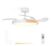 Grunkel SKYDUAL42 Ventilador de Techo 42” | Motor DC 30W | 4 Aspas | Luz LED 24W | 6 Velocidades | Rotación Inversa | Mando a Distancia | Blanco/Madera