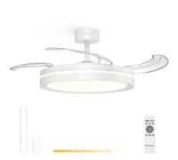 Grunkel SKYWHITE42 Ventilador de Techo 42” | Motor DC 30W | Aspas Retráctiles | Luz LED 24W | 6 Velocidades | Rotación Inversa | Mando a Distancia