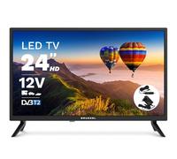 Grunkel - Televisor LED de 24 Pulgadas HD con Adaptador a 12V para Camper y Caravanas - LED-24 IV2 - Ready Alta definición con TDT Alta definición T2 - Modo Hotel con 3 HDMI y 2 USB - Negro