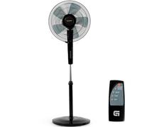 Grunkel Ventilador de pie programable 16" con 3 velocidades FAN-N16ECOTIMER y 60W con mando distancia, con altura regulable de hasta 128cm (Negro)