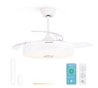 Grunkel Ventilador de Techo 42” | Motor DC 30W | Aspas Retráctiles | Luz LED 24W | 6 Velocidades | Rotación Inversa | Mando a Distancia | (Hueso)