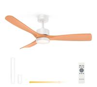 Grunkel - Ventilador de techo con luz LED. Motor DC. Mando a distancia. 6 velocidades. Temporizador 8 horas - 35W aspas imitación madera (Plástico)