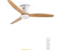 Grunkel - Ventilador de techo con luz led SKYWIND-52WB. Motor DC. Mando a distancia. 6 velocidades. Temporizador 8 horas - 40W (Madera clara)