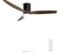 Grunkel - Ventilador de techo con luz LED SKYWIND-52WN. Motor DC. Mando a distancia. 6 velocidades. Temporizador 8 horas - 40W (Madera oscura)